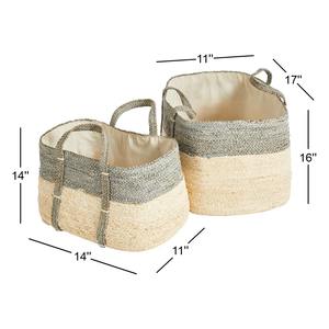 Set of 2 seagrass <b>bins</b> sewn around the edges Handmade Storage Basket Wholesale eco-friendly Made in Vietnam - Product Image 3