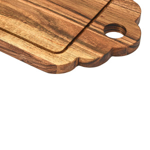 Plato para servir de madera de acacia hecho a mano, asas recortadas, tablas de charcutería de madera duraderas, tabla de cortar para comida, carne, fruta y fiesta - Product Image 4