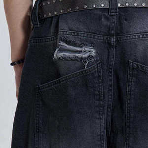 กางเกงยีนส์เดนิมทรงขากว้างสไตล์วินเทจแบบทำมือสำหรับผู้ชาย คุณภาพสูง ปักลายอย่างดี ทรงหลวม สไตล์แบ็กกี้ - Product Image 4