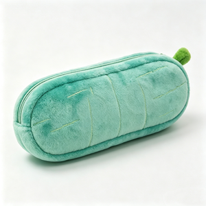 Estuche de Lápices de Peluche Bordado Personalizado con Forma de Pepino, Estuche de Peluche Vegetal con Forro de Malla, Bolsa de Papelería Kawaii - Product Image 6