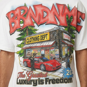 Conjunto de Verano para Hombre con Logotipo Personalizado, Camiseta Blanca con Gráficos Vintage Y2K y Pantalones Cortos Rojos, Ropa Urbana de Algodón Grueso, Conjunto Oversize - Product Image 4