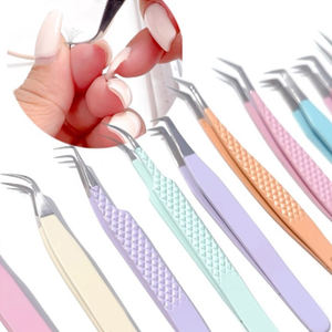 Pince à épiler professionnelle en acier inoxydable pour extensions de cils, outils de maquillage courbés et droits, 1 pièce - Product Image 2