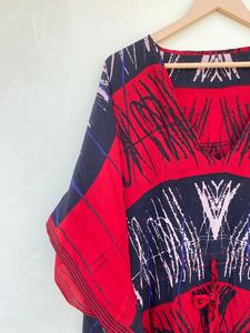 Blanco y Negro Tie Dye Kaftan caftan Tie Dye vestido Resort wear crucero Lounge wear - Product Image 2