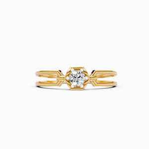 Bague de fiançailles pour femme en or plaqué 18 carats certifiée IGI, diamant de laboratoire jaune taille brillant, style classique naturel - Product Image 2