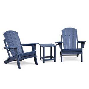 Set di 3 mobili da giardino pieghevoli Adirondack, include 2 sedie Adirondack in resina e tavolino laterale - Product Image 2