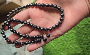 6.50 MM 16 InchBlack faceted Round Cut Moissanite Beads Hand Made Making For Jewelry - Product Image 2