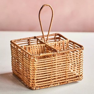 Rustic rattan <b>utensil</b> <b>holder</b> braided section basket silverware organiser direct supply from producer - Product Image 6