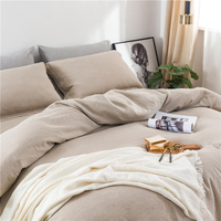 Parure de lit en lin en gros, 100% lin français, 5 pièces, unie, usage hôtelier : 1 housse de couette, 1 drap plat, 1 drap-housse, 2 taies d'oreiller