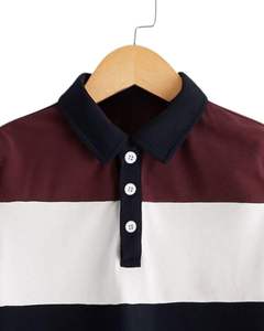 Men Color Block Polo <b>Shirt</b> Short Sleeve Cotton Casual Golf T <b>Shirt</b> Maroon <b>White</b> <b>Black</b> <b>Stripe</b> Summer Wear Mens Top Comfort - Product Image 3