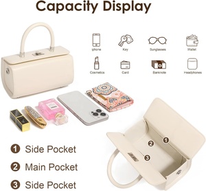 Sac fourre-tout structuré en cuir véritable pour femme, de créateur, avec fermeture éclair et double anse réglable à ouverture supérieure - Product Image 3