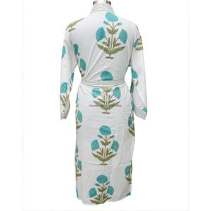 Kimono Largo Floral para Mujer, Cuello en V, Manga Larga, 100% Algodón, Estampado Digital, Cierre con Cinturón, Secado Rápido, Transpirable, Casual - Product Image 6