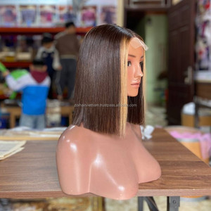 Vietnamese Virgin Hair Bob <b>Wigs</b> Brown Straight Lace <b>Front</b> <b>Wigs</b> With Raw Hair Average Size Human Hair <b>Wig</b> - Product Image 1