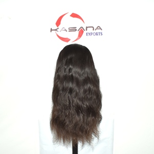 Perruque transparente en dentelle complète, cheveux humains vierges indiens Remy, double épaisseur, extensions avec closure 4x4 - Product Image 2