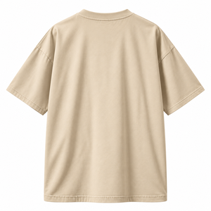 Camiseta Oversize Crema Personalizada al por Mayor, Unisex, de Algodón Pesado, Hombro Caído, Estilo Urbano, Marca Privada, Prenda Lisa - Product Image 5