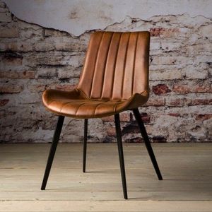 Chaise d'hôtel moderne en cuir avec pieds métalliques coniques, dossier solide, design mi-siècle, mobilier commercial d'intérieur - Product Image 1