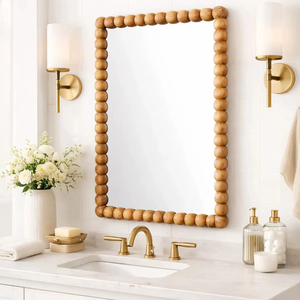 Espejo de pared con diseño de bola de madera para decoración de sala de estar, agrega textura natural y una estética cálida para hogares rústicos y modernos - Product Image 1