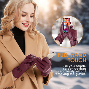 Guantes de Moda de Cuero Hechos en Fábrica para Mujer, Guantes con Forro de Cachemira para Escribir Mensajes en el Teléfono, Guantes de Piel de Oveja Suave de Primera Calidad - Product Image 3