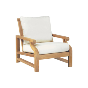Chaise longue d'extérieur moderne en teck massif avec coussins - Imperméable, durable, écologique pour jardin, terrasse et salon - Product Image 1