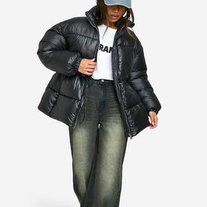 Women's High Waist Winter Puffer Coat Quilted Bubble <b>Jacket</b> <b>Short</b> Style Long <b>Sleeve</b> Zipper Closure Casual Fashion Wear 2026 - Product Image 3