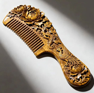 Peigne en bois naturel élégant à dents fines, conçu pour un toilettage quotidien fluide, disponible à prix de gros. - Product Image 4