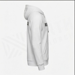 North Approach Men's White <b>Zip</b>-Up Hoodie Regular Fit Cotton French Terry Casual Hooded Sweatshirt <b>Front</b> Letter Print Autumn Wear - Product Image 3