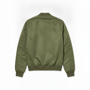 Chaqueta Bomber Verde Oliva para Hombre con Logotipo Bordado, Cierre de Cremallera, Cuello Camisero, Ropa Casual de Otoño - Product Image 3