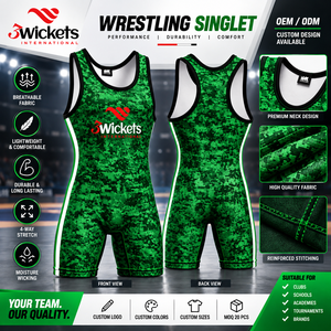 Green Custom <b>Wrestling</b> <b>Singlet</b> <b>Men</b> Youth Sublimation Team <b>Wrestling</b> Uniform 4 Way Stretch Quick Dry Custom Logo Wholesale - Product Image 4