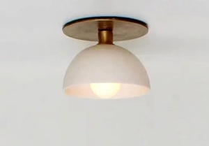 Plafonnier minimaliste en laiton, abat-jour rond blanc, décoration intérieure pour salon, éclairage domestique télécommandé - Product Image 5