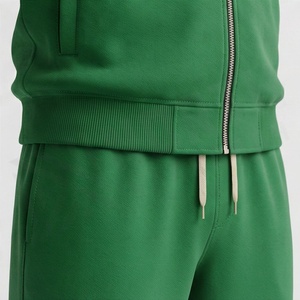 Chándal Verde para Hombre con Cierre Completo, Cuello Alto, Patrón Geométrico, Ropa Deportiva Informal de Poliéster para Otoño - Product Image 5