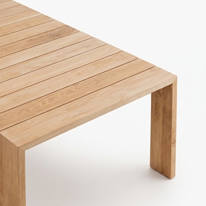 Table de salle à manger d'extérieur en teck massif avec plateau à lattes, table rectangulaire en bois pour projets hôteliers, complexes hôteliers et restaurants de luxe - Product Image 3