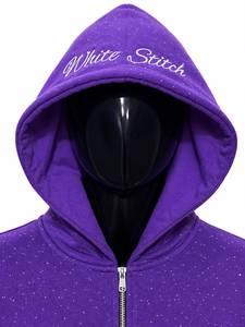 Rhinestone Crystal Studded Half Zip Breathable Print Winter Front Hoodie Oversized Boxy Heavyweight Fleece Streetwear Y2K Custom - Product Image 2