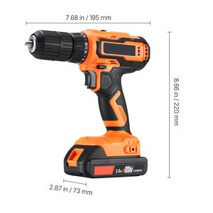 Cordless 1/2 Inch Metal Chuck Power Drill Driver Kit with Dual-<b>Speed</b> Variable & Lithium Battery Charger Featuring Belt <b>Clip</b> - Product Image 3
