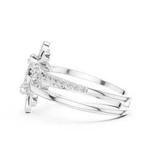 Anillo de Diamantes Cultivados en Laboratorio con Diseño Floral Doble Infinito, Oro Blanco de 18 Quilates con Baño de Rodio, Estilo Minimalista para Compromiso, Fiesta, Boda o Uso Diario - Product Image 2