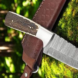 Cuchillo de Caza Hecho a Mano Personalizado con Funda, Cuchillo de Alta Calidad y Dureza, Acero de Damasco, Cuchillo de Caza Profesional - Product Image 5