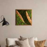Art mural en mousse naturelle mosaïque en bois fait main, design moderne, thème « Bois enchanté »