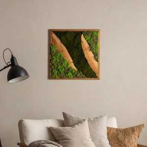 Mur végétal en mosaïque naturelle artisanale, décoration murale en bois, œuvre d'art en mousse naturelle, bosse enchantée, verdure abondante, art mural en bois - Product Image 5