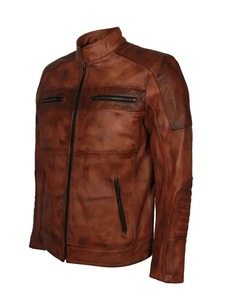 เสื้อแจ็คเก็ตมอเตอร์ไซค์คาเฟ่ เรเซอร์ สีน้ำตาล - Product Image 2