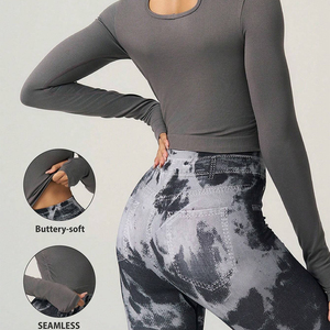 Tops de yoga para mujer con diseño de mangas y cuello personalizados, talla adulta, nuevo y elegante diseño, top moderno para damas. - Product Image 3