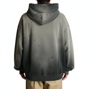 Washed Distressed <b>Hoodies</b> Unisex <b>3D</b> Puff Print Graphic High Streetwear Windproof Durable Stitching 100% Cotton Ripped <b>Hoodies</b> - Product Image 2