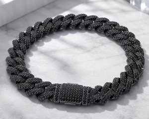 Bracelet à maillons en zircon cubique noir, plaqué rhodium, fermoir carré, bijoux de mode pour hommes - Product Image 1