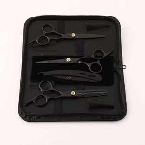Juego de Tijeras de Peluquería Profesionales de Acero Inoxidable con Cuchillas Afiladas de Seguridad, Cuchillas de 6 Pulgadas, Kit de Corte de Cabello Negro - Product Image 1