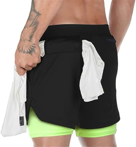 Custom <b>Compression</b> <b>Shorts</b> 2 in 1 Gym <b>Shorts</b> with Inner <b>Compression</b> Layer for Running Training Wear - Product Image 2