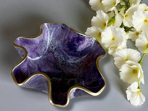 Plato para servir morado, diseño de geoda de resina epoxi hecho a mano, 12 pulgadas - Product Image 4