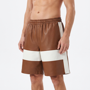 Men Oversize <b>Leather</b> <b>Shorts</b> With Elastic Waist OEM Men Loose Fit <b>Leather</b> <b>Shorts</b> Manufacturer Custom Made Men Oversize PU <b>Leather</b> - Product Image 6