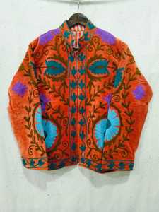 Veste en velours brodée à la main, col mandarin, motif floral, fermeture éclair, vêtements de printemps pour femmes - Product Image 2