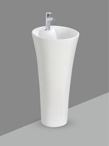 Modern <b>Round</b> Ceramic One Piece Wash <b>Basin</b> Full Pedestal Floor Standing Sink Sparrow Design Luxury Hand Wash <b>Basin</b> For Bathroom - Product Image 1