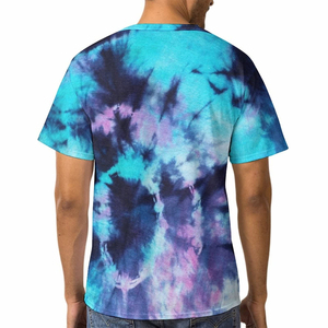 T-shirt à manches courtes pour homme, tie-dye, col rond, décontracté, tricoté, coupe classique, motif bleu et violet - Product Image 2
