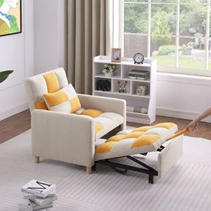 Poltrona Letto Convertibile Multifunzionale Regolabile in Tessuto Morbido per Soggiorno con Cuscino - Product Image 2