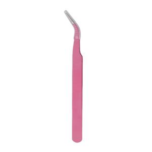 Pinces à cils de précision en acier inoxydable avec pointe lisse et manche rouge - Product Image 2