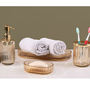 Decorative Gradient Glass Bathroom Accessories Collection with Soap Dispenser, Tumbler, Soap Dish & <b>Toothbrush</b> <b>Holder</b> - Product Image 2